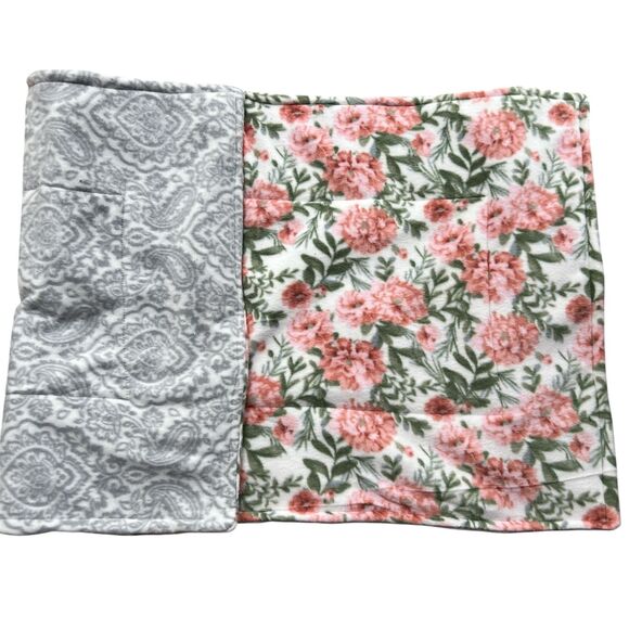 Guinea Pig Premium Fleece Cage Liner 24"x 47" Pink Flowers Gray Paisley - Picture 1 of 4